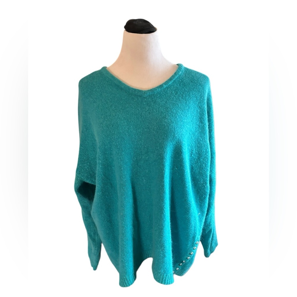 Adrian Jordan Women’s‎ Turquoise V-Neck Sweater Size 26/28